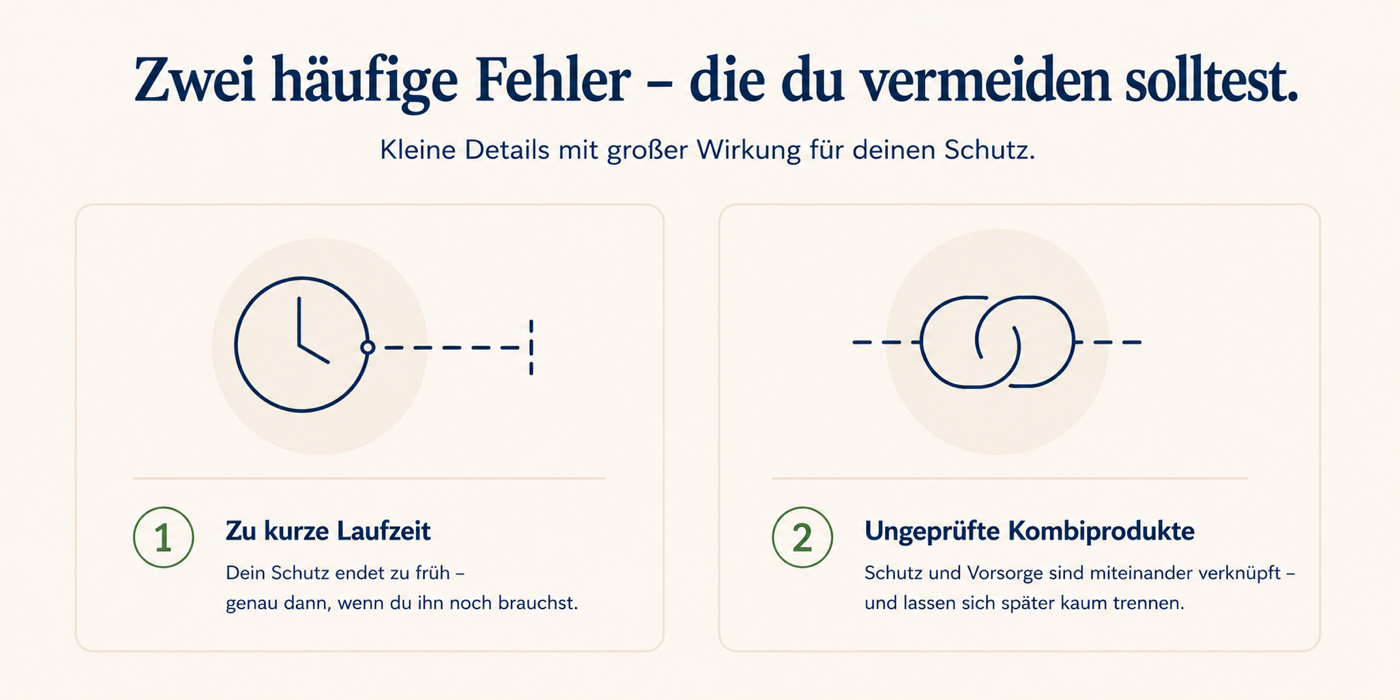 Grafik: Zwei häufige Fehler, die du vermeiden solltest, zu kurze Laufzeit und ungeprüfte Kombiprodukte
